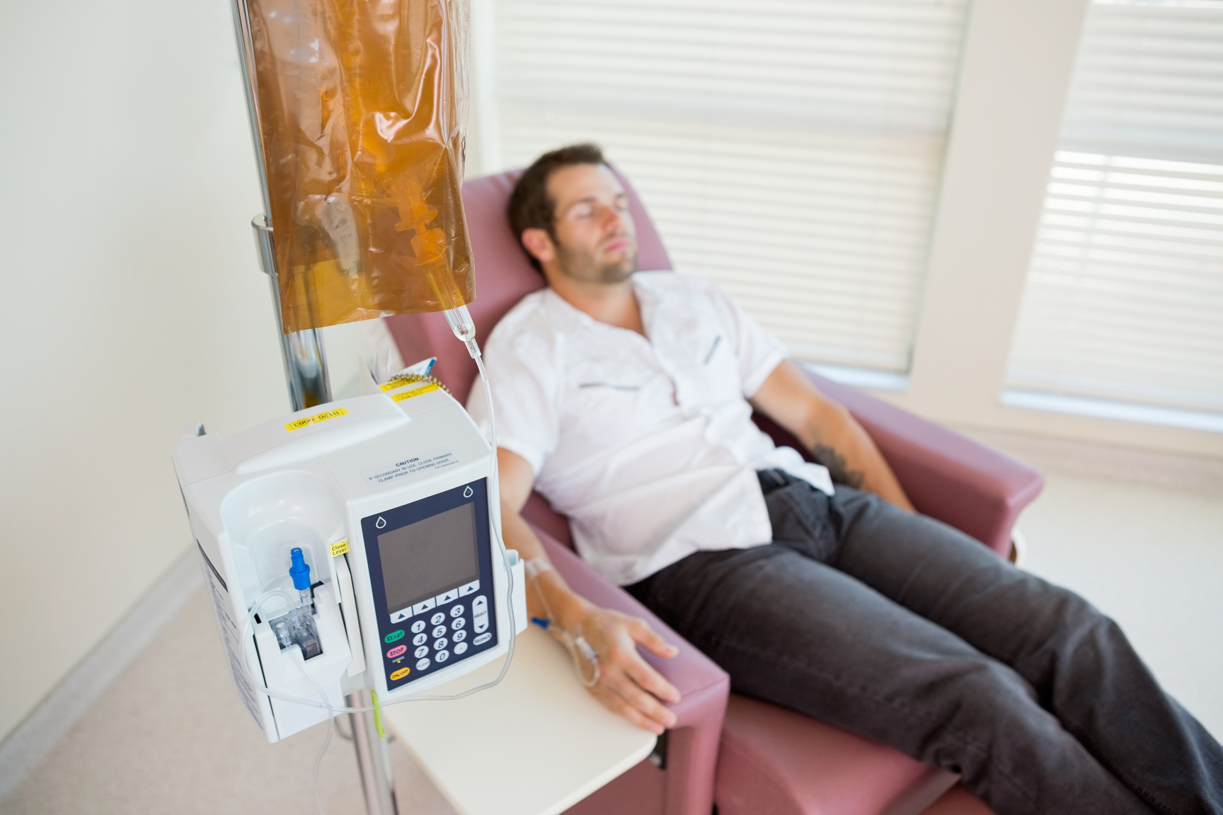 Patient Receiving Chemotherapy through IV Drip